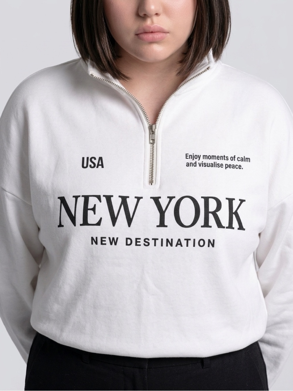 Stradivarius New York Half-Zip Sweatshirt